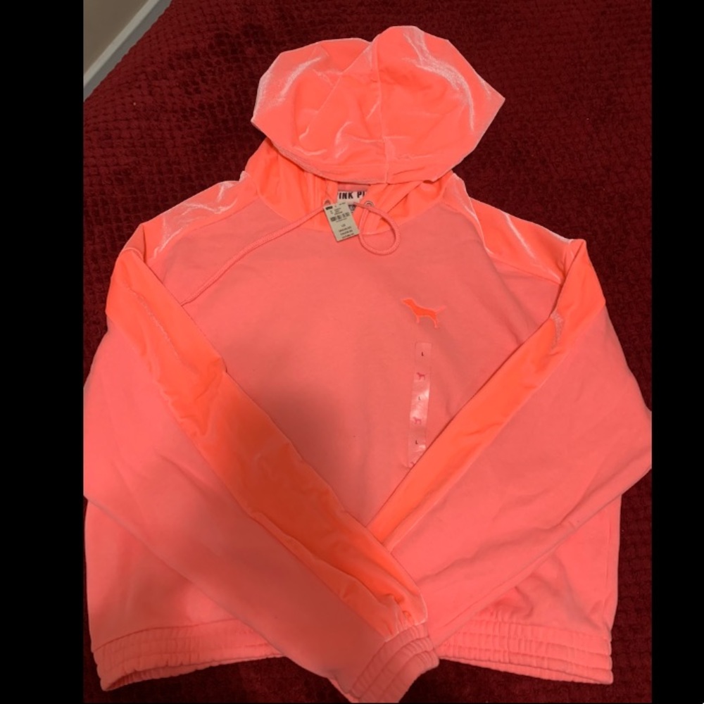 Velvet cropped hoodie by pink